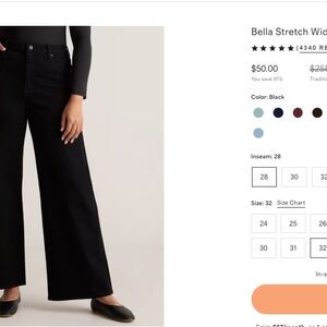 NWT Quince Bella Stretch Wide Leg Jeans – Black | Size 32